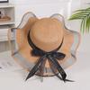 Weave Bow Straw Hat Bowkont Sun Protection Cap Sweet Beach Hat  Holiday
