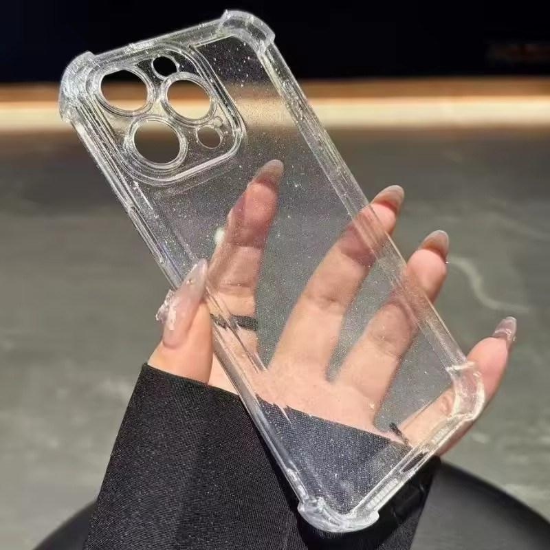 Custodia di lusso glitterata bling trasparente in silicone per iPhone 16 15 14 13 12 11 Pro Max Plus X XR XSMax 16E Placcatura Airbag Antiurto Cover in TPU