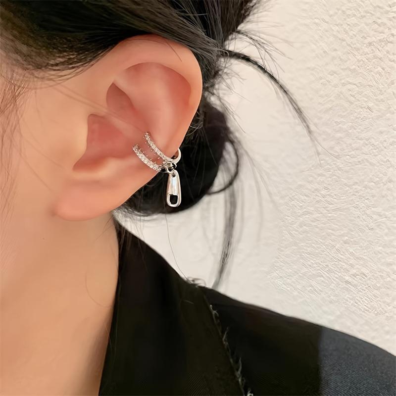 1pair A Fun No-Piercing Zipper Ear Clip And Earring, Creatively Designed for Those Without Ear Holes