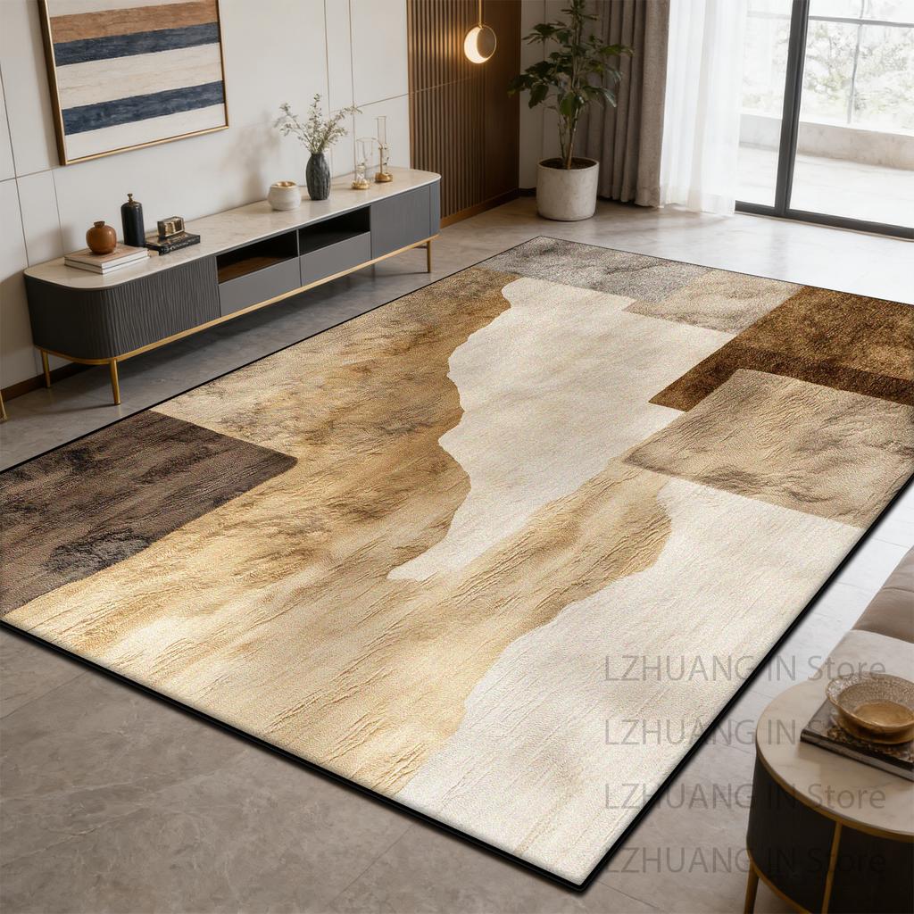 Warm Brown Rice White Modern Fluffy Living Room Rug Home Decoration Luxury Antiskid Carpet Large Area Easy Clean Soft Floor Mats