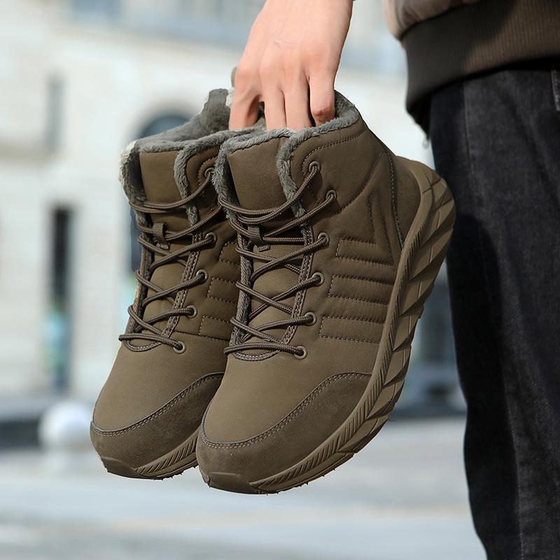 

Men s Winter 2025 Plus Velvet Warm Snow Boots: Thick, Non-slip Outdoor Hiking Shoes 44 армия зеленый