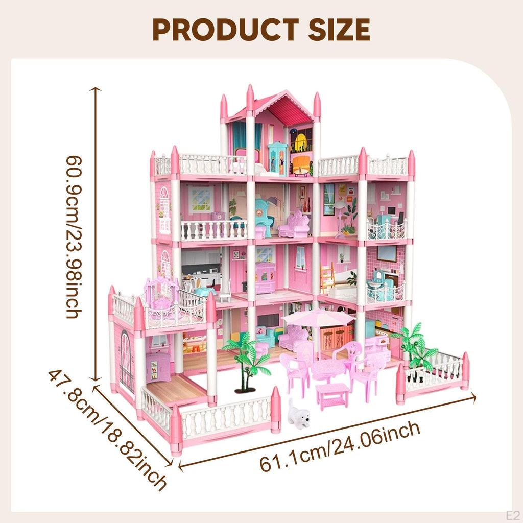 Puppenhaus-Spielset, Puppenhaus-Prinzessinnenvilla-Modell zum Selbstzusammenbau