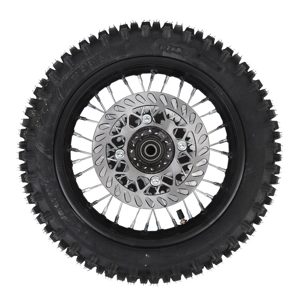 12 Inch Dirt Bike Rear Wheel Rim 80 100 12 3.00 12 Rear Wheel Tire and Rim Inner Tube 15mm Axle with Brake Rotor and