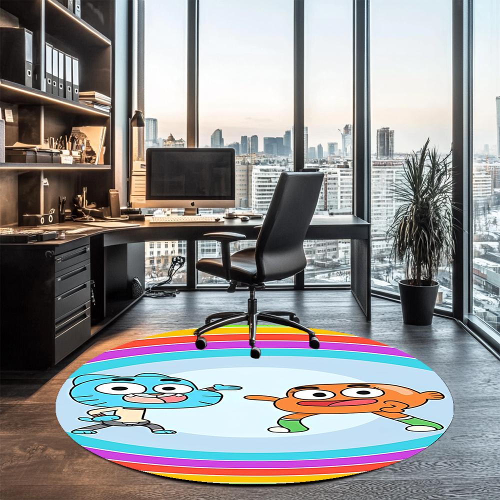 Die erstaunliche Welt von Gumball Bedruckter runder Teppich Teppich Stuhlteppich Bereichsteppich Eingang Fußmatten, für Bürostuhl Wohnzimmer Schlafzimmer Küchenraum.