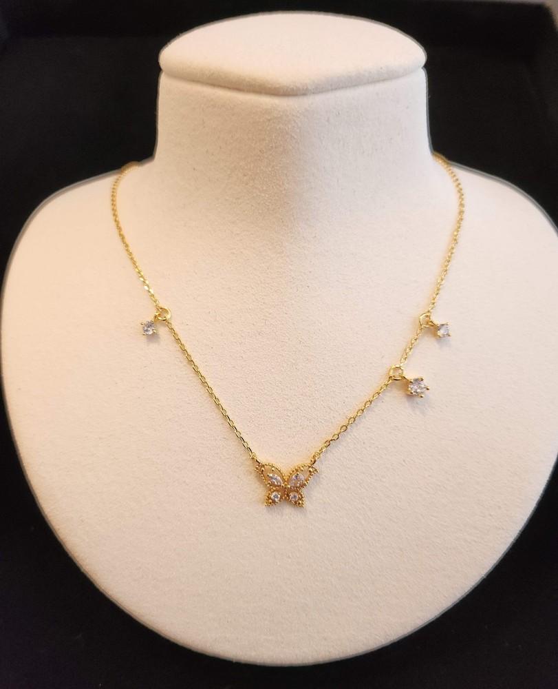 Butterfly Necklace - 18K Gold Dipped Unisex T-Shirt XXXXL