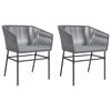 Garden Chairs 2 pcs with Cushions Grey Poly Rattan