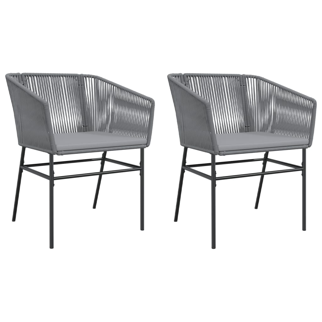 Garden Chairs 2 pcs with Cushions Grey Poly Rattan