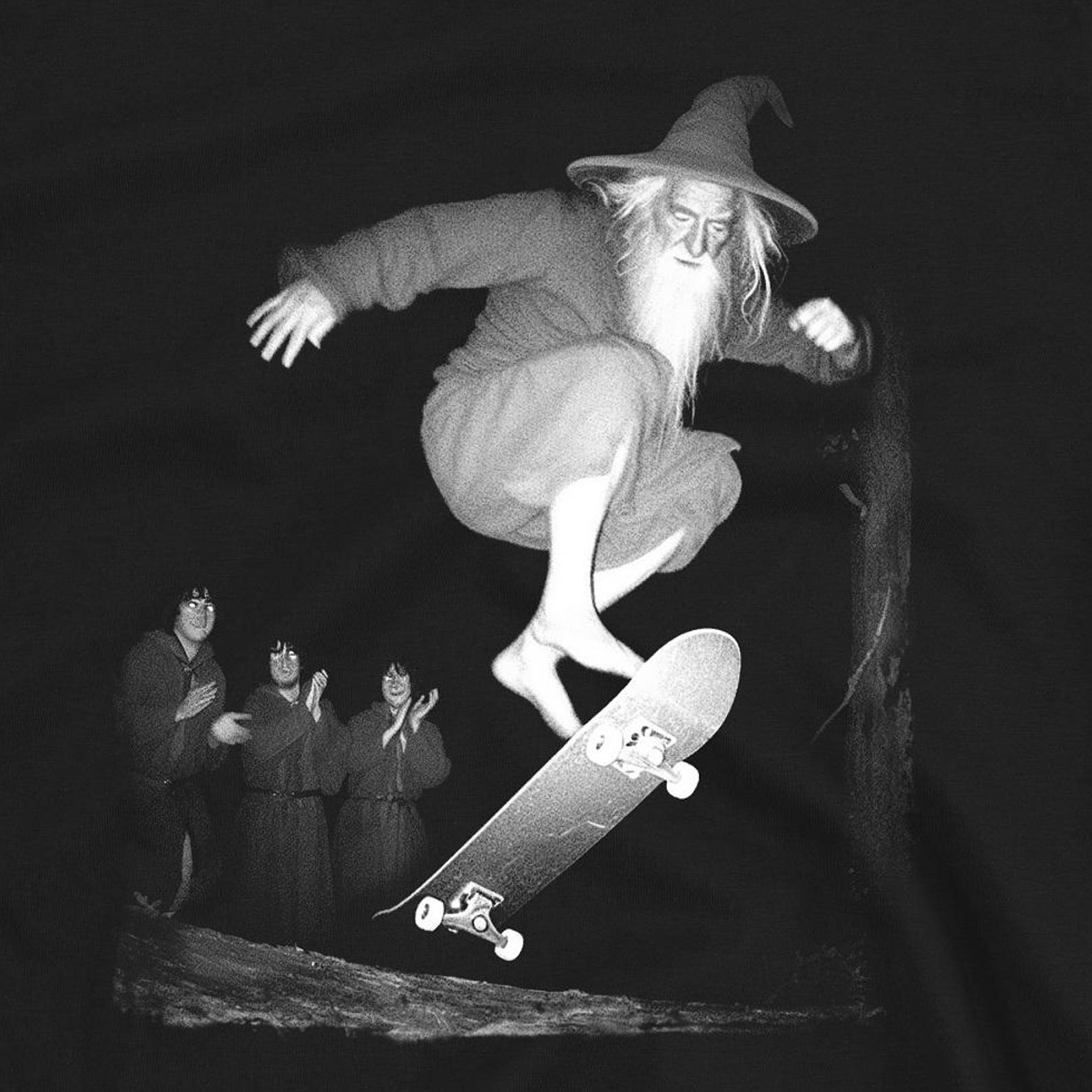Wizard Skateboarding T-Shirt – Funny Magic Skater Graphic Tee 4XL