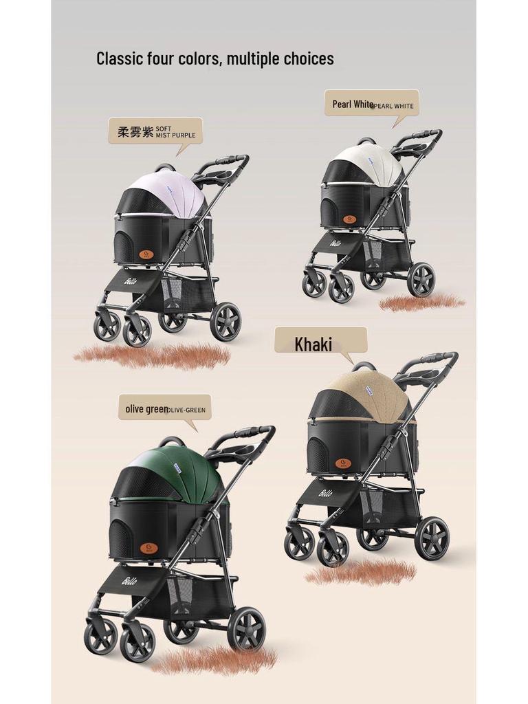 Pet Stroller with Universal Wheels and Rain Cover for Small Dogs