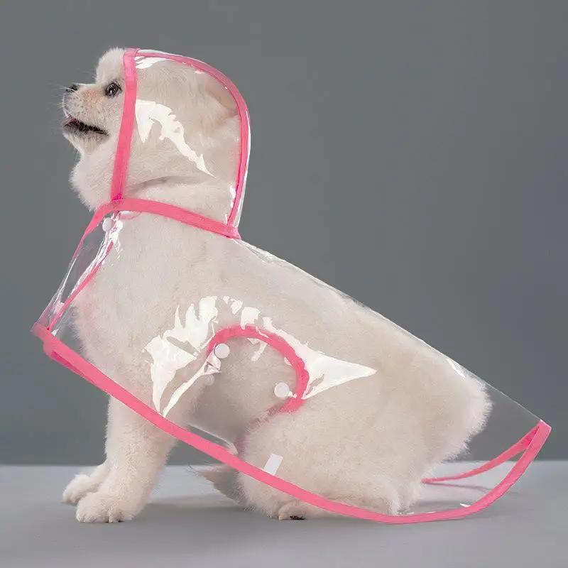 Dogs Going Out Transparent Waterproof Raincoat With Hat Raincoat For Small And Medium-sized Dogs For Rainy Days Walking