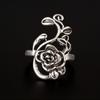 Retro Großer Rose Verstellbarer Offener Ring für Damen Punk Gothic Edgy Paar Zirkon Party Accessoires Unisex Geschenk Kühnes Statement