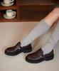 Cesti Bagel Round T-Strap Loafers (Brown)