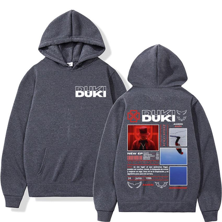 Rapper Duki Ameri 2024 Tour Grafik-Hoodies für Herren Damen Lässige Fleece Hochwertige Sweatshirts Harajuku Hip Hop Punk Pullover