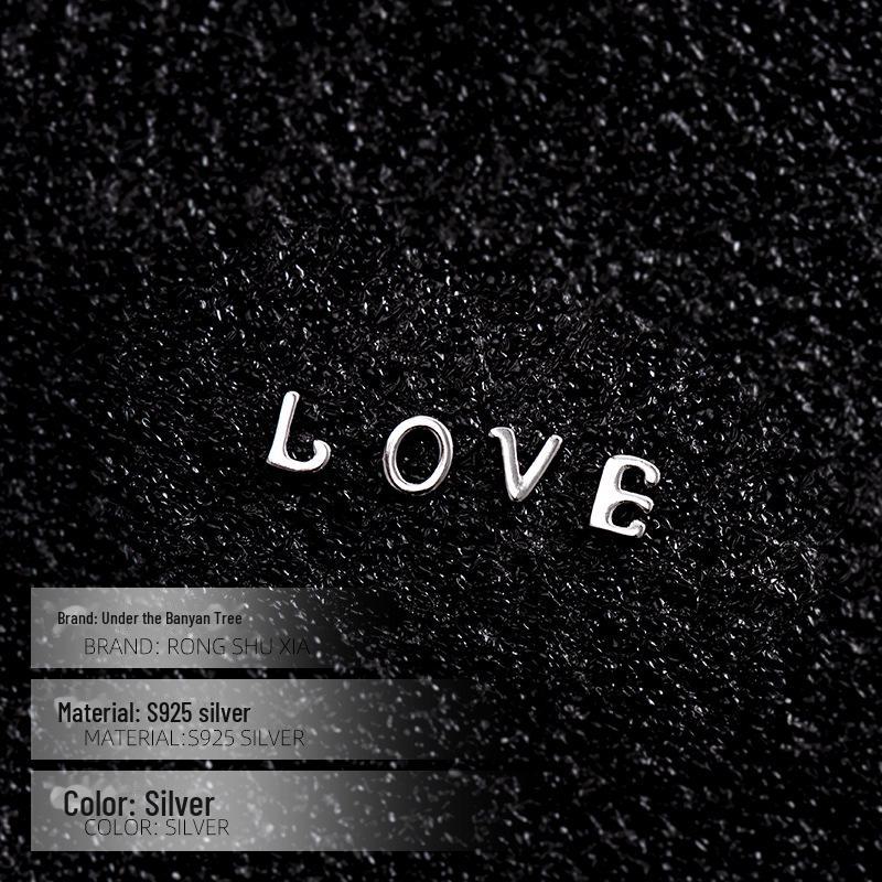 Banyan Tree S925 Silver English Alphabet Earrings for Women - Small, Comfortable, Single Earrings for Sleeping