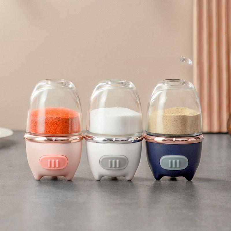 Kitchen Push Type Quantitative Salt Shaker Seasoning Jar Tool Pepper Spice Container Salt Control Bottle Gadget Spice Organizer