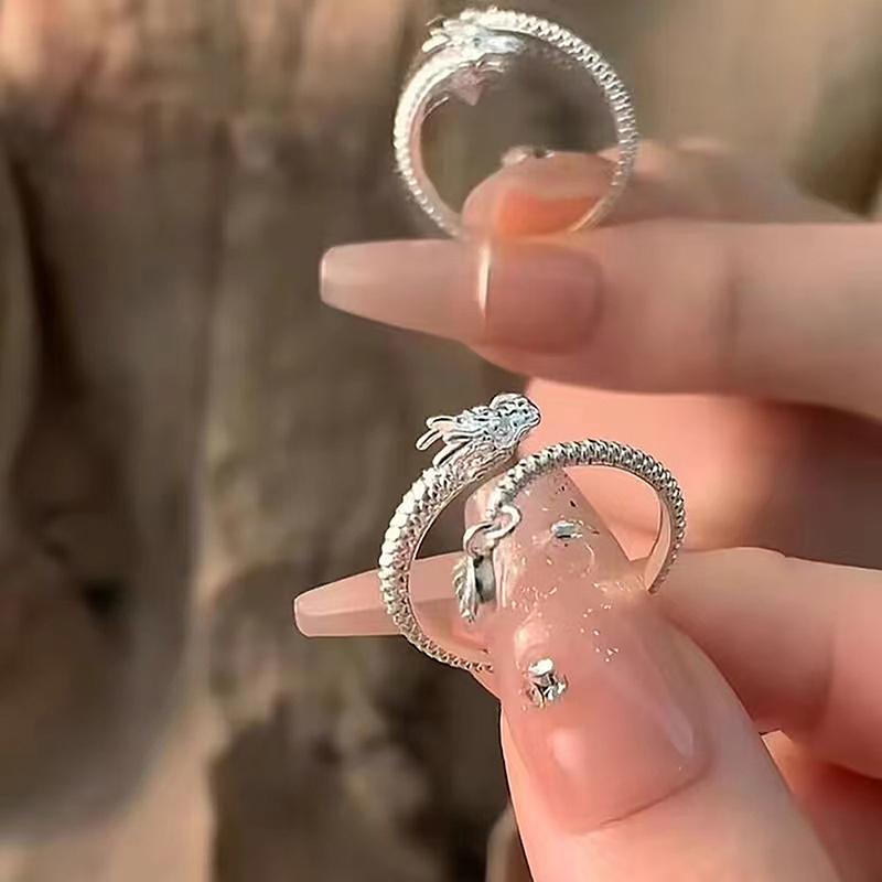 Waterproof Cool Trendy Gold Plated Copper Dragon Adjustable Tail Ring Unisex  Jewelry Year Gifts For Women Men