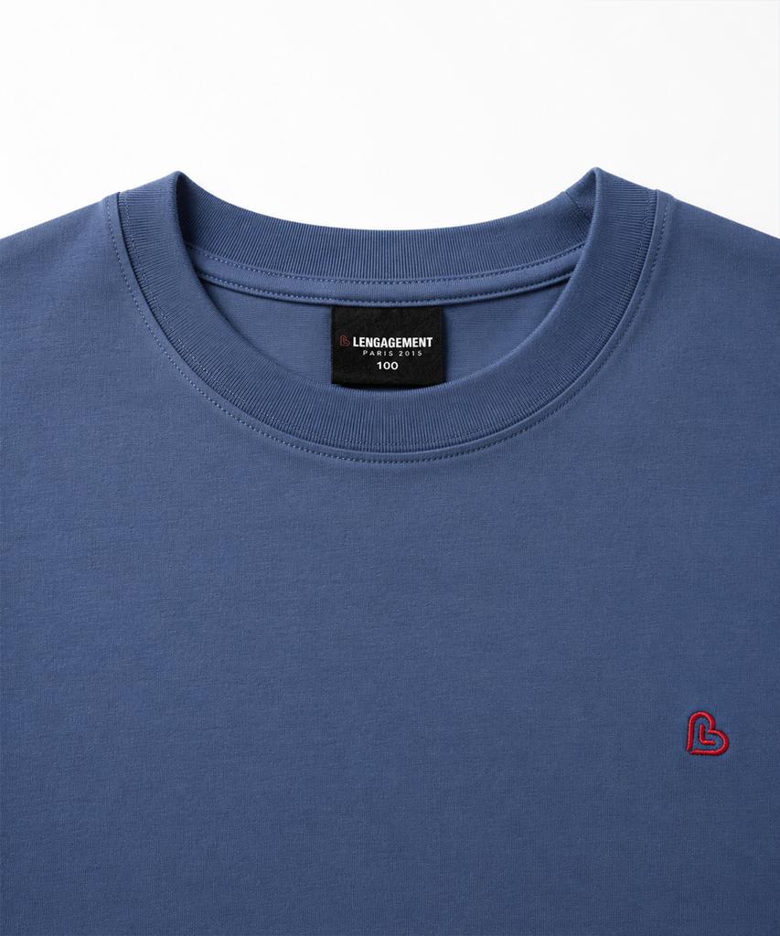LENGAGEMENT Small Heart Relaxed Fit Modal Short Sleeve T-Shirt [Blue]