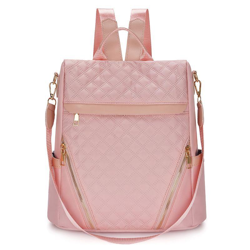 Nylon Water-Resistant Backpack Large Capacity Fashion Checkered Travel Bag