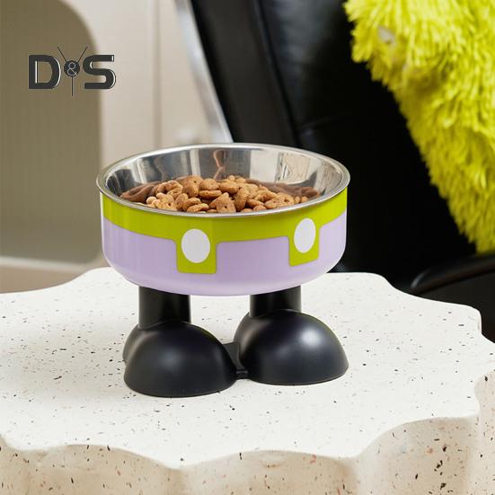 Elevated Cat Bowls Stainless Steel Pet Dish with Non-Slip Base Removable Pet Bowls for Food Water Wide Shallow Cat Dish