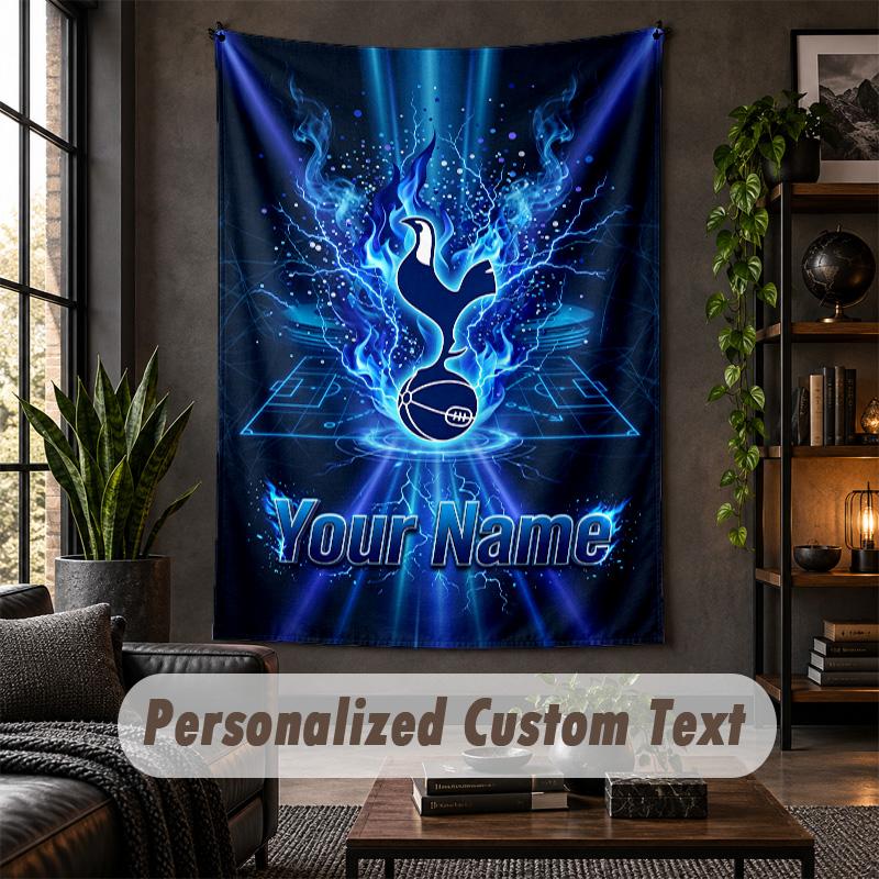 Personalisierte Wandteppich, Tottenham Hotspur FC Benutzerdefinierter Text, Weiches Stoff Wandkunst Für Innen Dekoration
