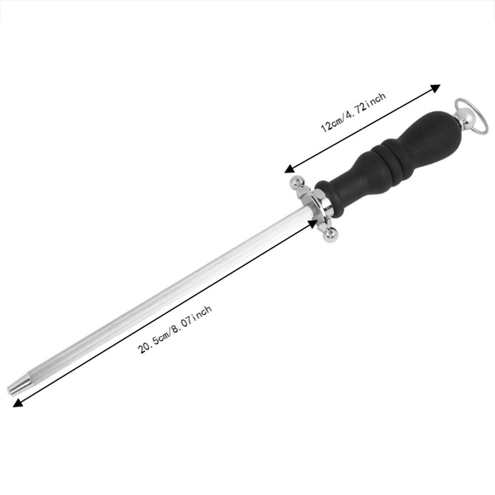 Stainless Steel Knife Sharpening Rod Silver and Black Honing Steel Rod Home Kitchen