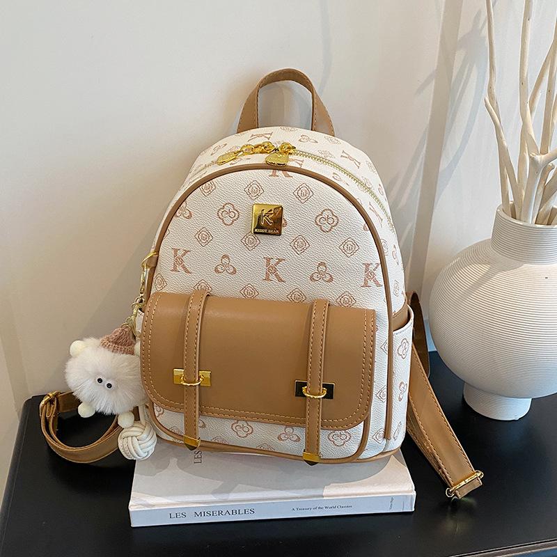 Fashion Contrasting Backpack Women's New High-end Large-capacity Casual Backpack College Style Bag