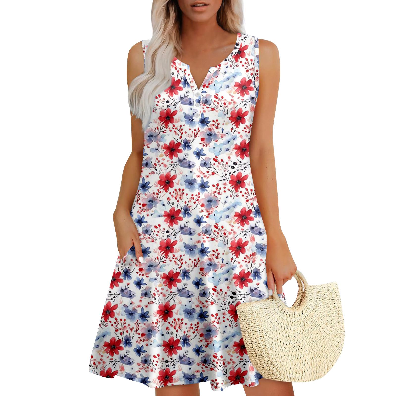 

Жіночі літні сукні з V-подібним вирізом без рукавів Сарафани Сукня з кишенями XXXL білий