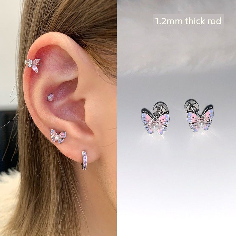 Ear Bone Nail Ear Bone Ring Medical Titanium Steel Ear Studs Ear Hole Titanium Alloy Female Ear Worm Nail Edge Unique Earrings Earrings