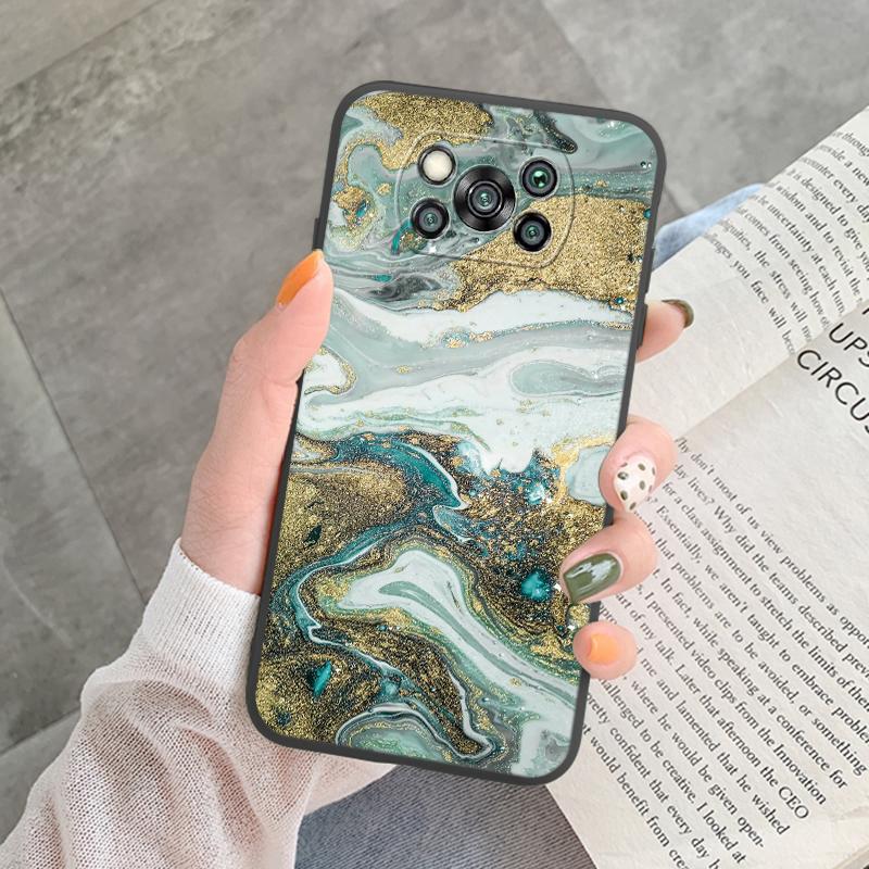 Poco X3 Pro Pocox3 NFC Case Luxury Glitter Gold Foil Ocean Marble Silicone Soft Phone Cover For Xiaomi Poco X3 X5 X6 Pro Shell