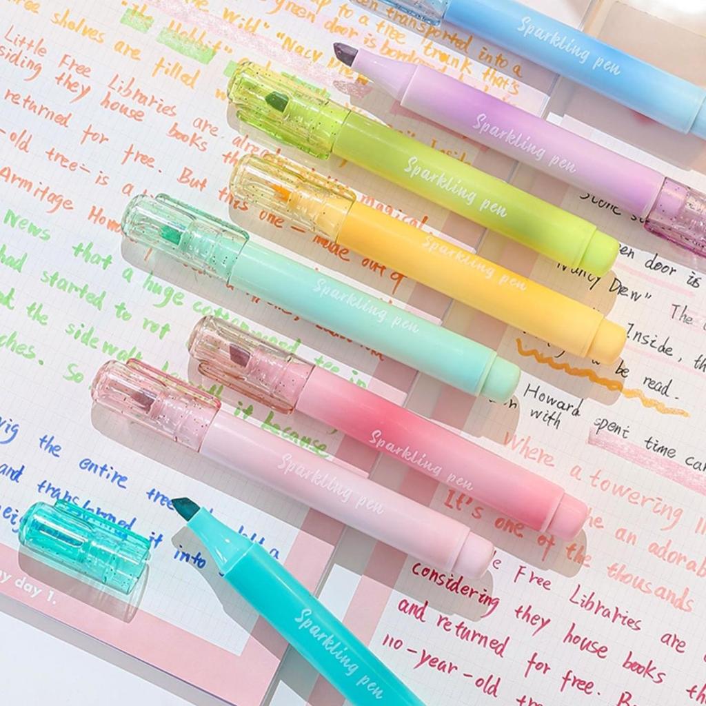 4pcs Sparklin Color Highlighter Pens Set Bling Shining Glitter Magic Art Marker Liner for Drawing Painting School