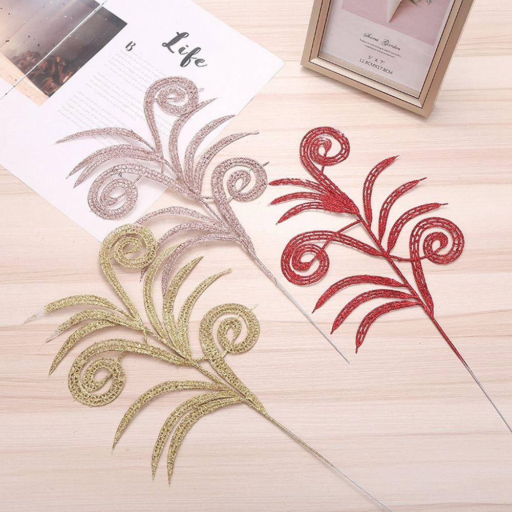 Wedding Home Glitter Glitter Leaves Christmas Tree Decor Artificial Flower Christmas Decorations