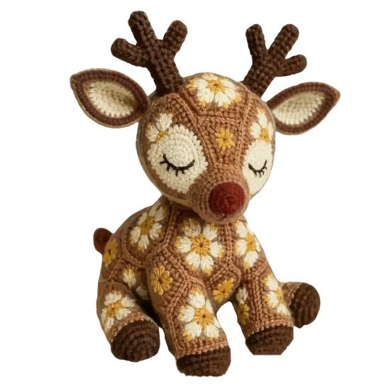 Flower Reindeer Crochet Kit Beginners Crochet Reindeer Doll DIY Kit Crochet Animal Starter Kit