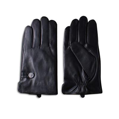 Nappaglo Genuine Sheepskin Leather Smartphone Driving Gloves with Long Fleece Lining Smartphone Men's Gloves, Compatible, Handmade, (Size M, Black,