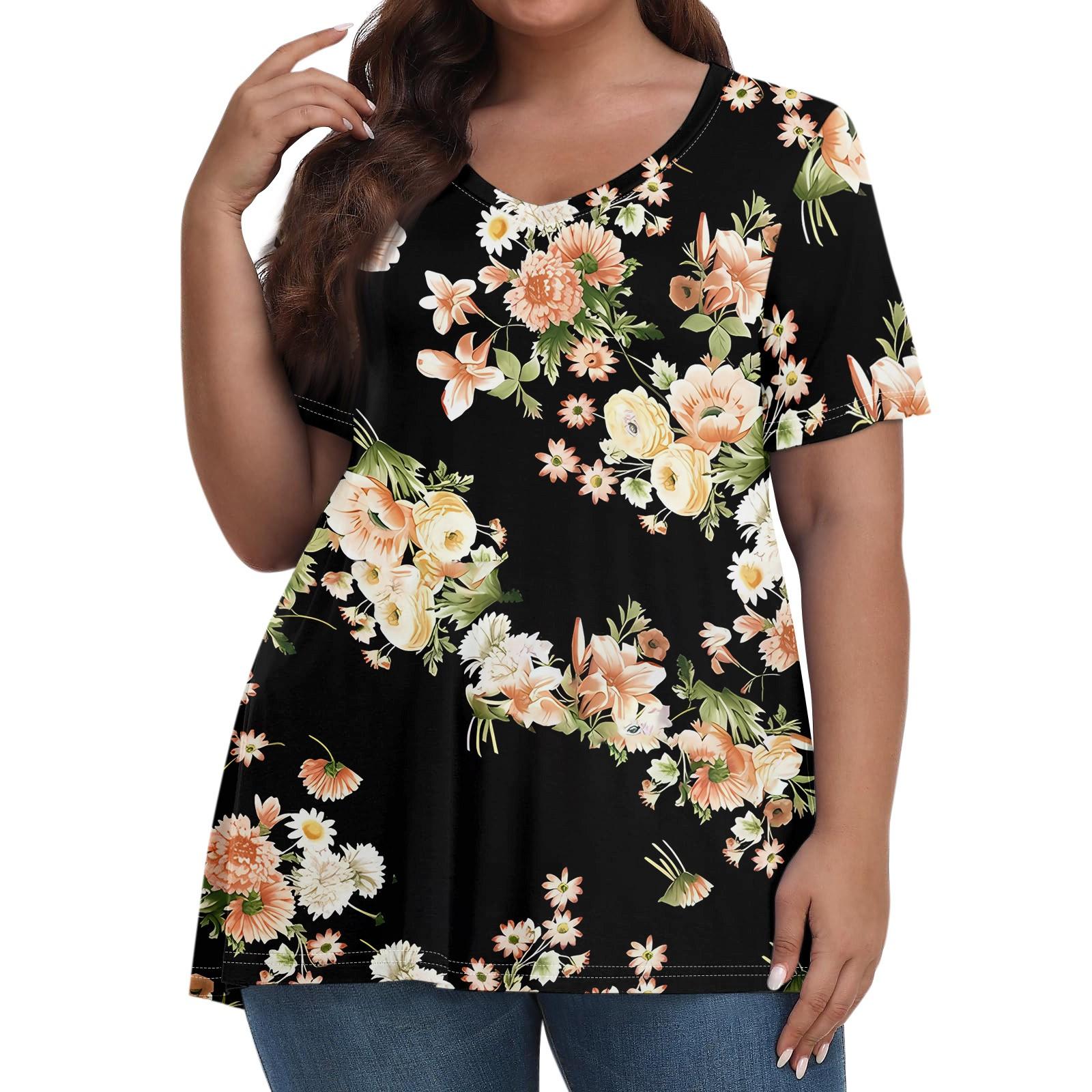 

Женские топы больших размеров, короткие рубашки, повседневная одежда с V-образным вырезом, топы с 3D-принтом, футболки 7XL