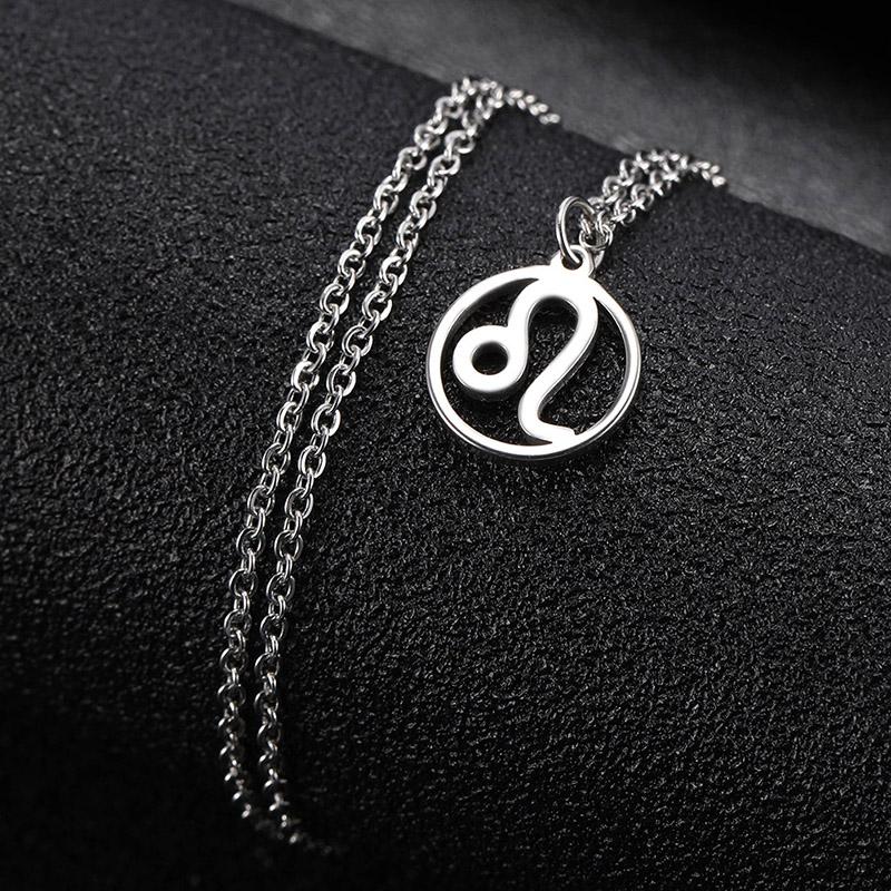 Teamer 12 Zodiac Stainless Steel Necklace Women Men Gemini Aries Libra Taurus Twelve Constellation Birthday Gifts Wholesale