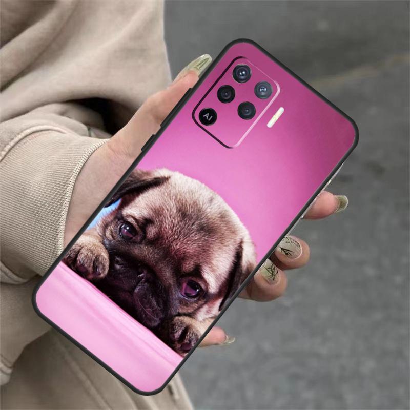CUTE PUPPY PUG DOG MOPS For OPPO A98 A78 A58 A79 A15 A17 A77 A16 A76 A96 A52 A72 A5 A9 A94 A74 A57S A53S A54S Case