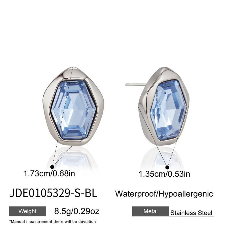 1Pair Stainless Steel Stud Earrings Irregular Colorful Crystal Ear Studs Luxury Korean Jewelry For Women Daily Party Wear