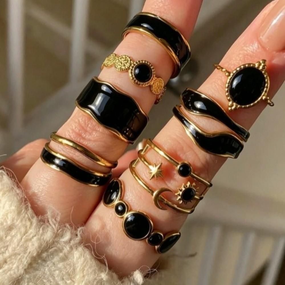 Irregular Finger Rings White Enamel Stacking Rings New Ring Set  for Daily Wear Jewelry