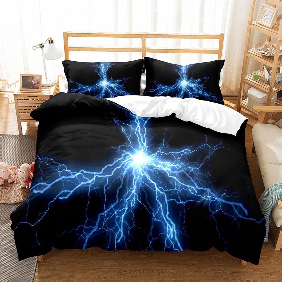Ensemble de housse de couette Éclairage Taille King Queen Simple Housse de couette en polyester Pour Enfants Adolescents Adultes Ensemble de literie Avec taie d'oreiller EU single(135x200cm)