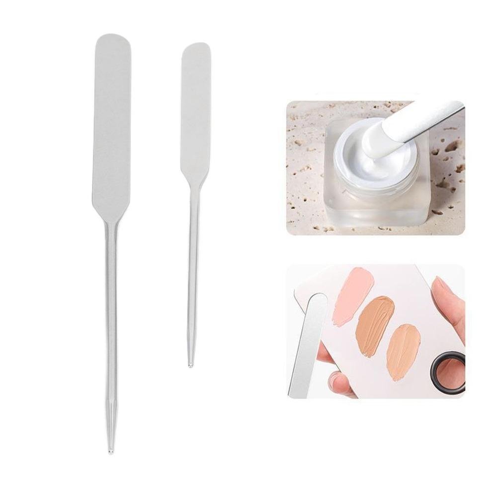 2pcs Set Stainless Steel Makeup Mixing Spatula Nail Art Stirring Rod  For Cream Stirring