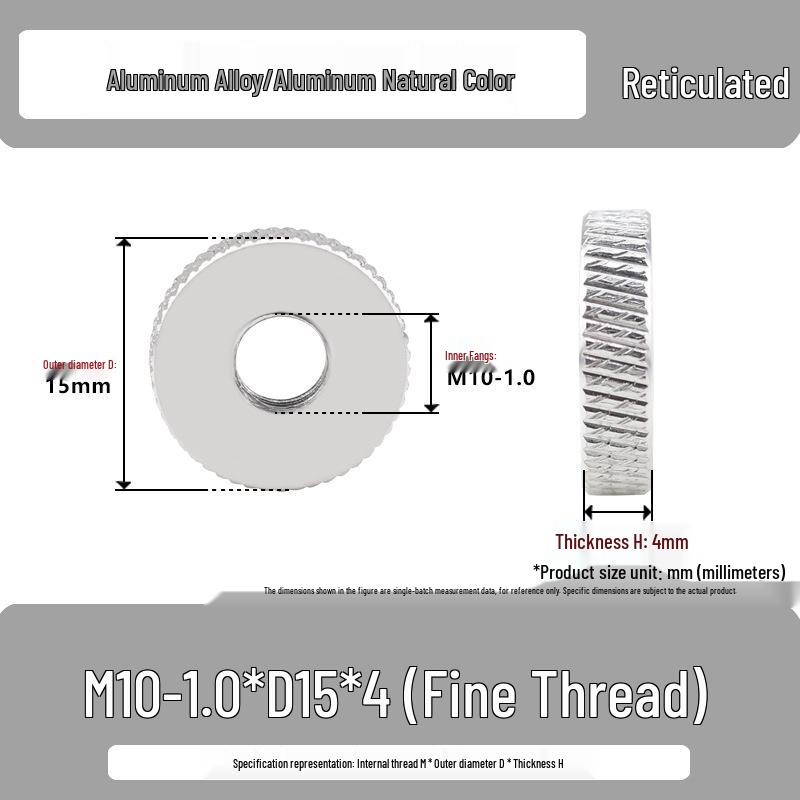 Aluminum Alloy Hand-Tightened Knurled Nut Adjustment Lock Gauge M3-M8