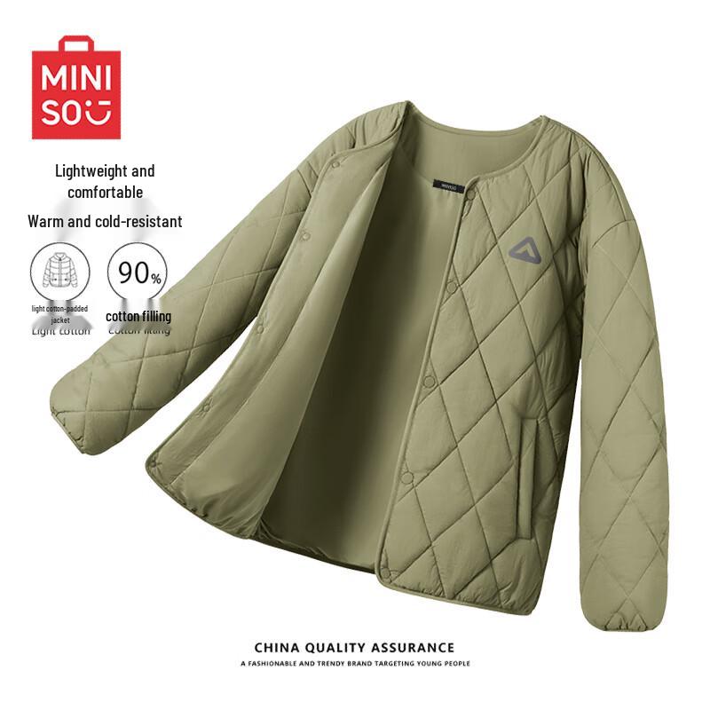 

MINISO Men s Retro Japanese Collarless Padded Winter Jacket Z 2XL