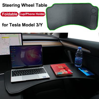 Pro Tesla Model 3 Y Podnos na volant na stole Skládací Tablet na desku Držák na pití Přední sedadlo Stolek na notebook Cestovní příslušenství