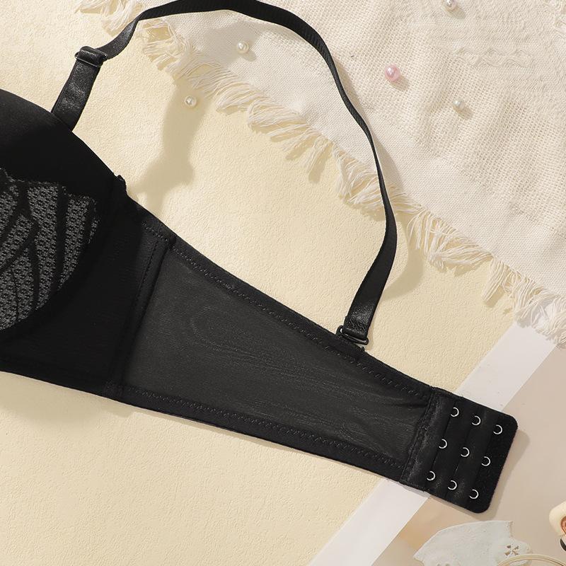 Push-up Plus Size Black Pure Desire Underwear Thin Straps Anti-sagging Seamless Bra for Round Breasts