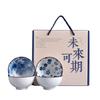Handgefertigtes chinesisches blau-weißes Keramik-Essgeschirr-Set (4 Schüsseln, 4 Essstäbchen)
