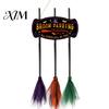 Compact Storage Holiday Wall Signs Halloween Broom Parking Sign with 3 Witch Brooms, Hocus Pocus Themed Wooden Sign, Lightweight Seasonal