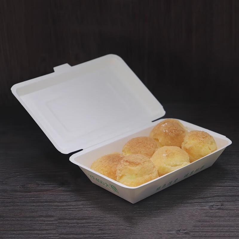 Shouhe Disposable Rectangular Paper Meal Box, 400ml with Integrated Lid