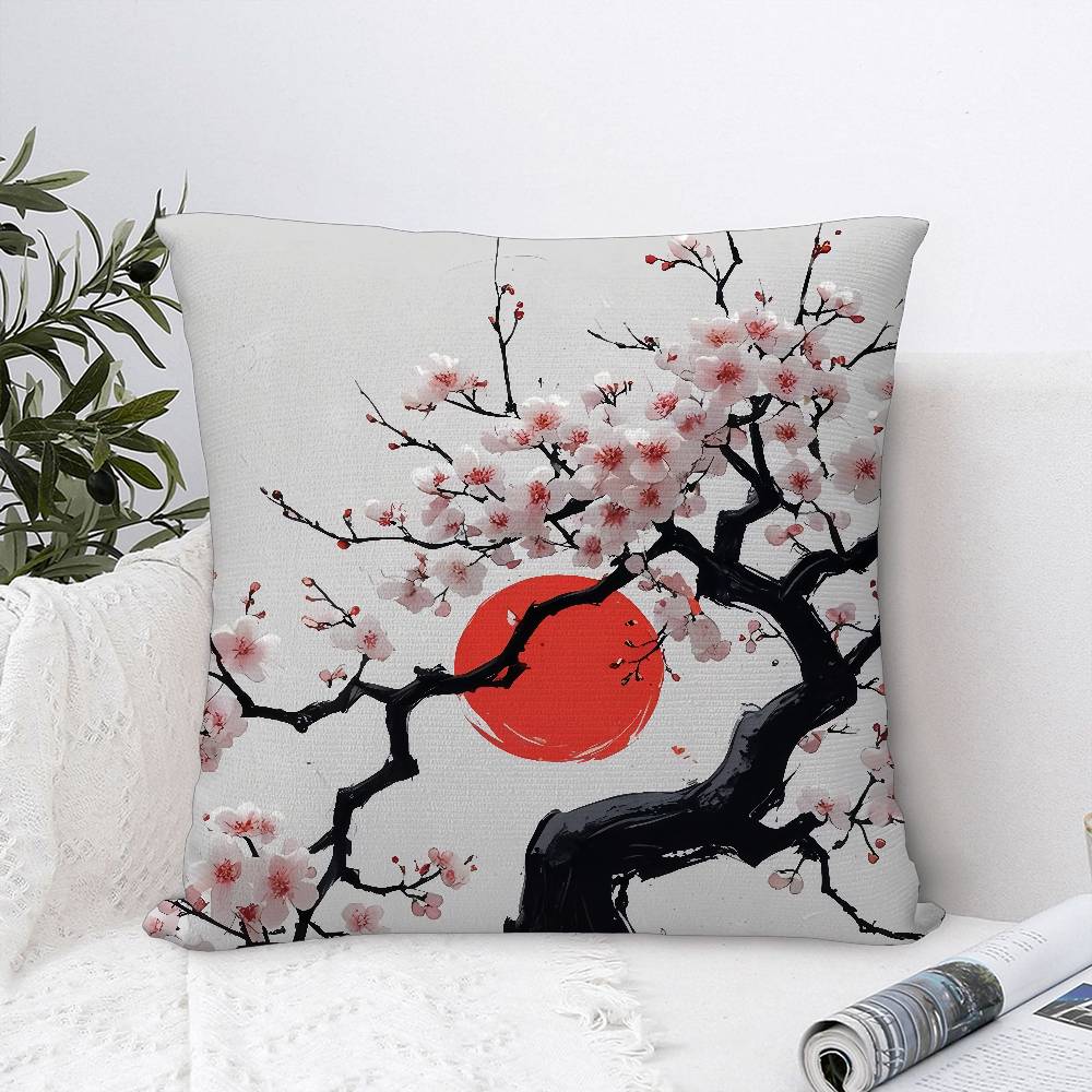 Japanese Moon Gate Pillow Case Sofa Decorative Home Double-sided Print Plush Square Throw Pillow Covers Cushion Decor Cover