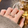 Sweet Cool Pink Cute Zircon Glasses Ring Female Niche Design Fashionable Couple Open Ring High Sense Index Finger Ring
