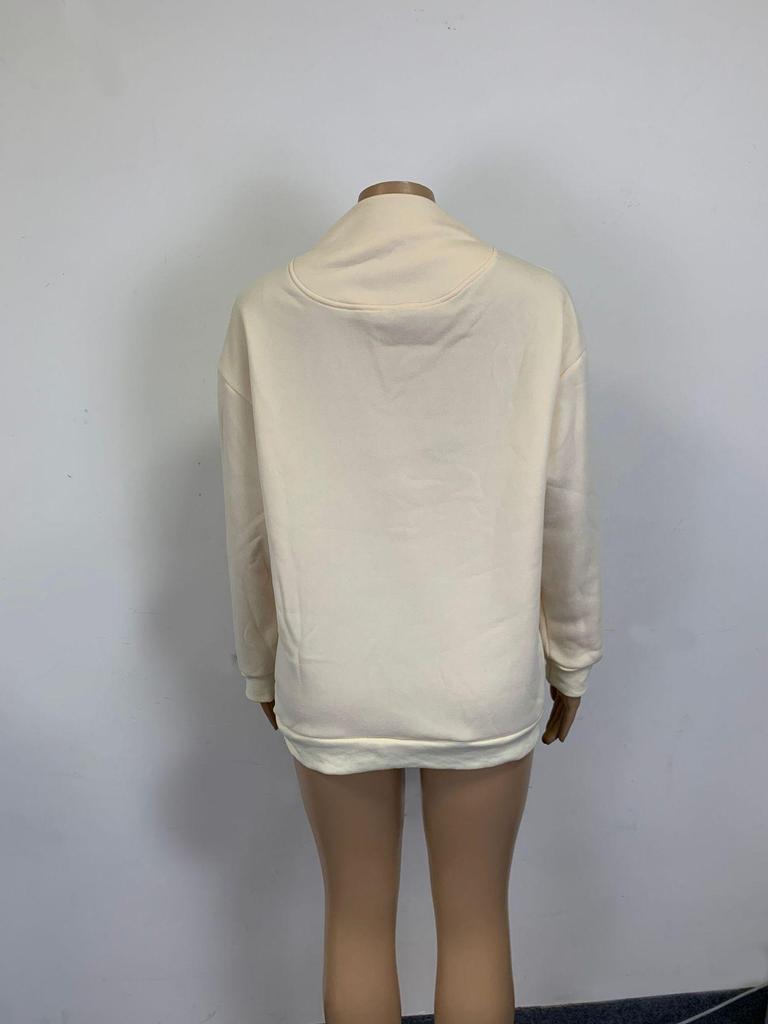 2025 Autumn/Winter Women's Loose High Neck Solid Color Long Sleeve Pullover Sweatshirt